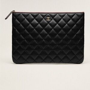 Chanel Quilted Black Leather Clutch - Women Bags